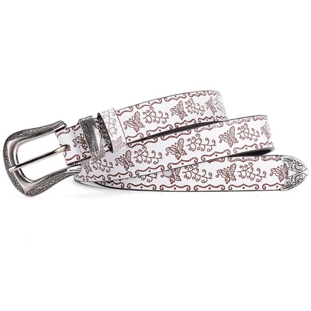 Y2K Ethnic Fashion - Y2k Printed Women's Faux Leather Belt
