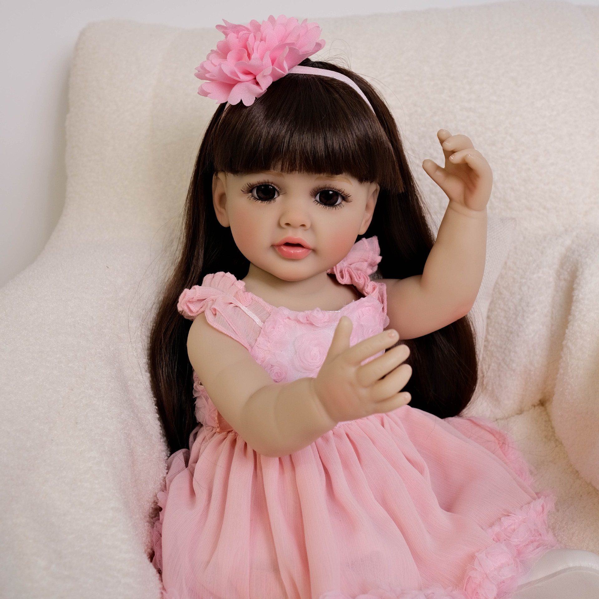 Cute 55 cm Long Hair Pink Girl - Kids Ethnic Fashion incelemesi ve fiyatı