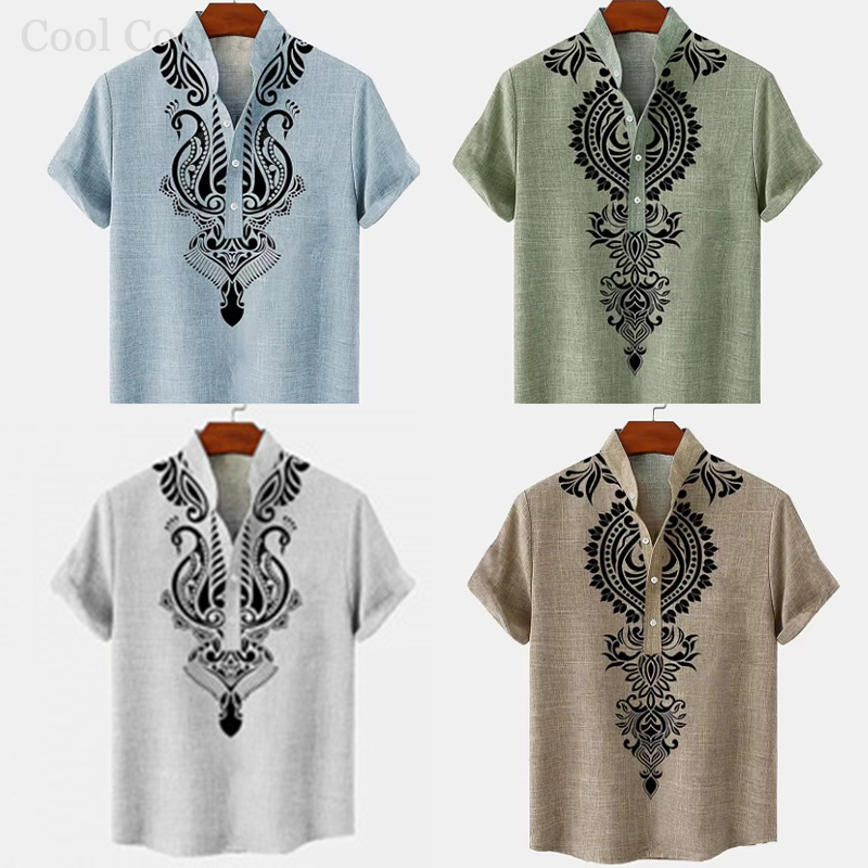 Male Retro Tops Henley Shirt M - Ethnic Fashion Men incelemesi ve fiyatı