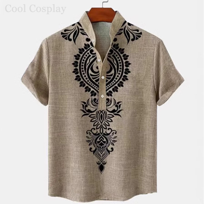 Male Retro Tops Henley Shirt M - Ethnic Fashion Men incelemesi ve fiyatı