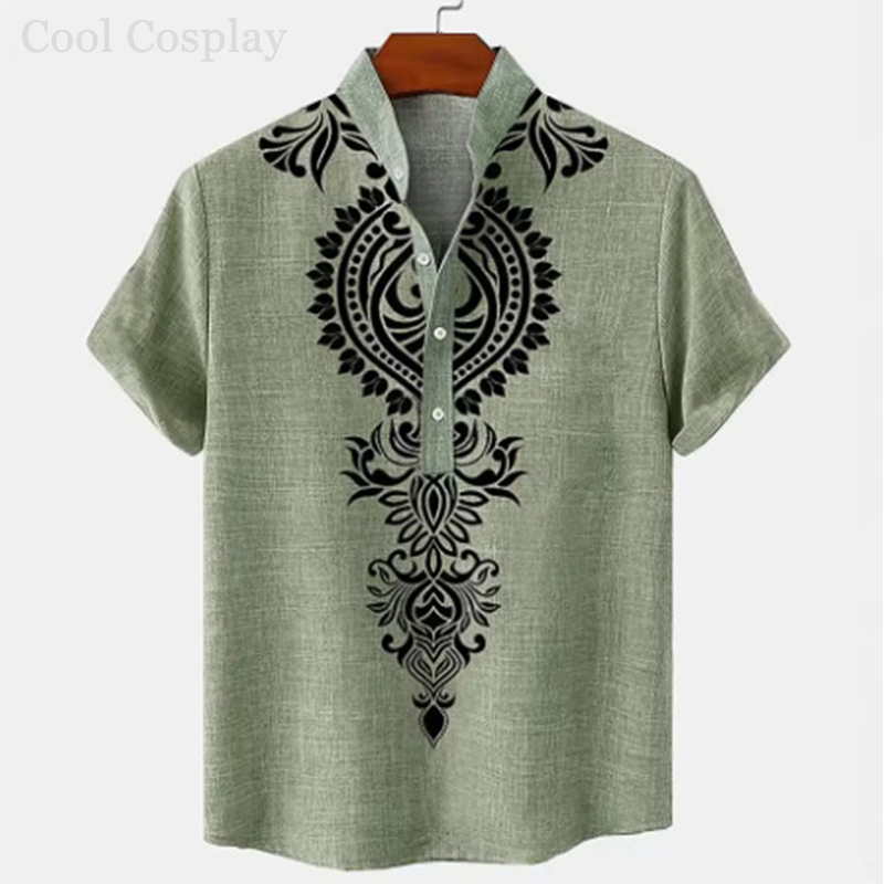 Male Retro Tops Henley Shirt M - Ethnic Fashion Men incelemesi ve fiyatı