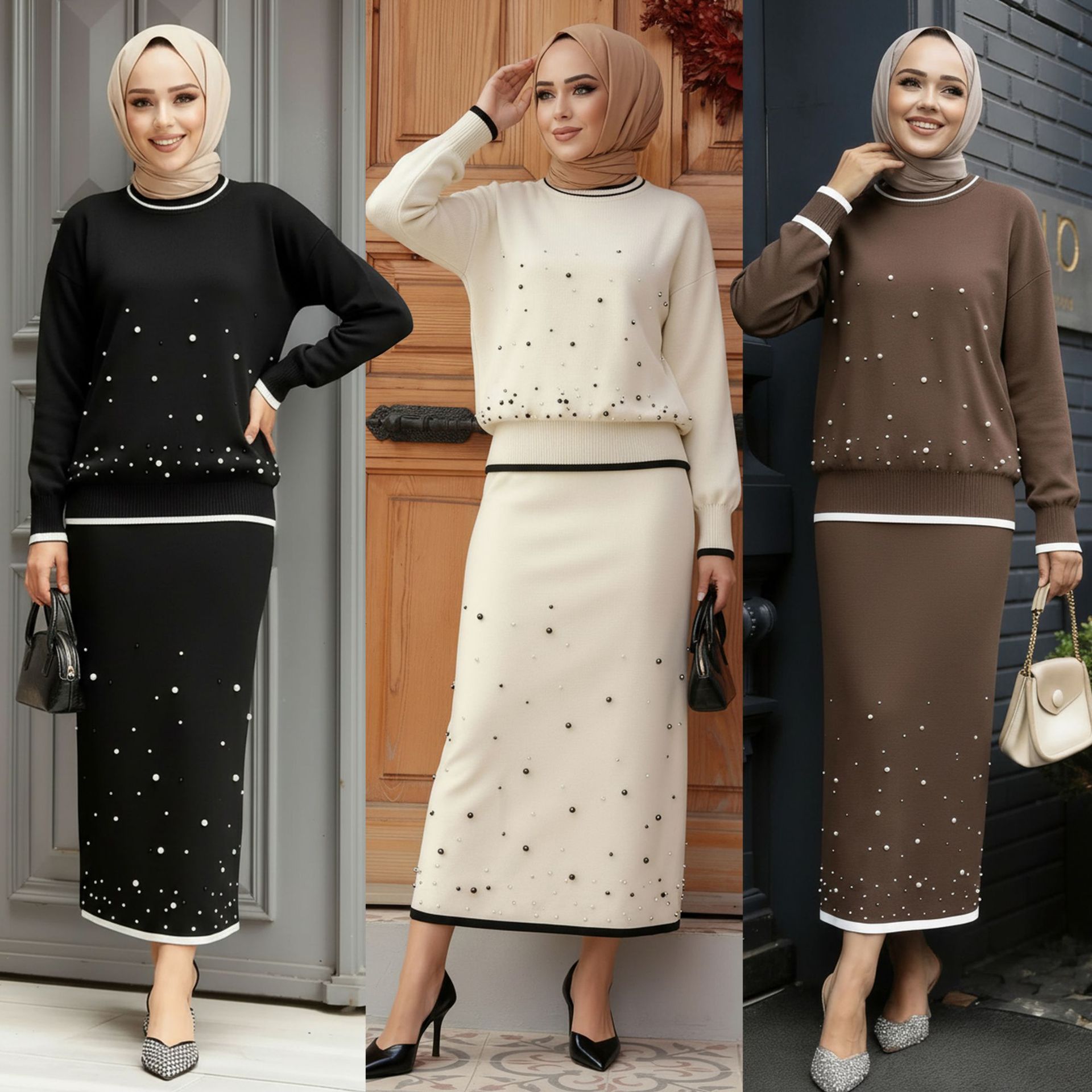 Eid Women 2 Piece Set Beading  - Jalabiya Women Arabic incelemesi ve fiyatı