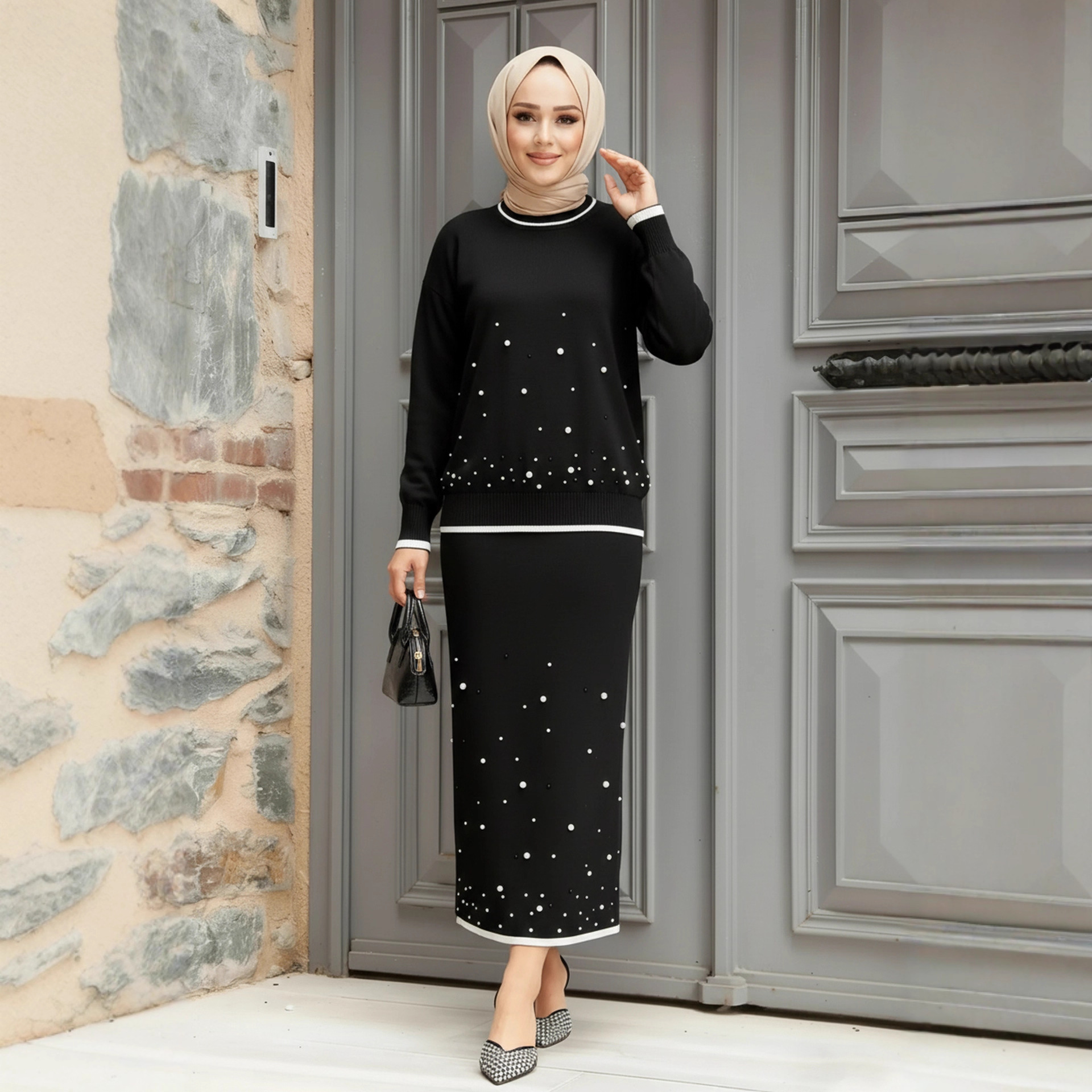 Eid Women 2 Piece Set Beading  - Jalabiya Women Arabic incelemesi ve fiyatı