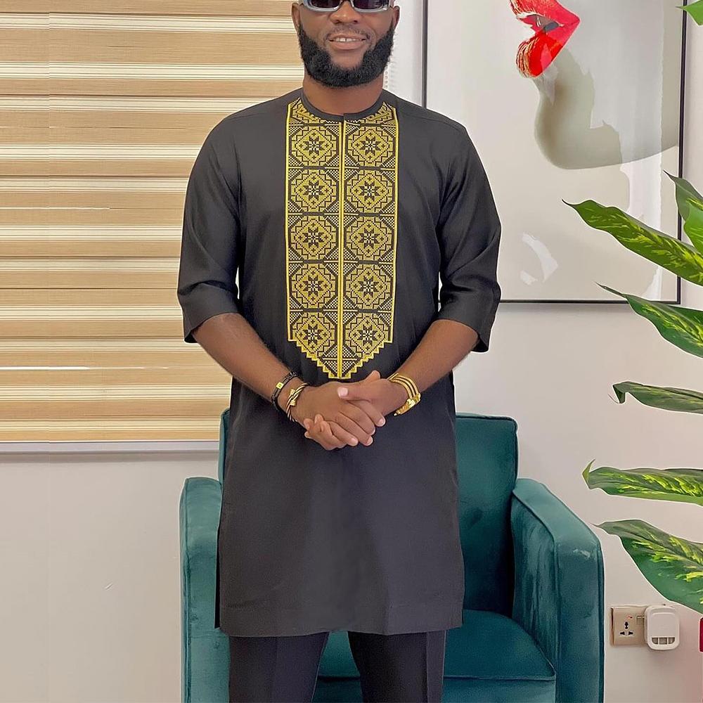 Kaunda Fashion Men's Set Slim  - Dashiki Shirt Men incelemesi ve fiyatı