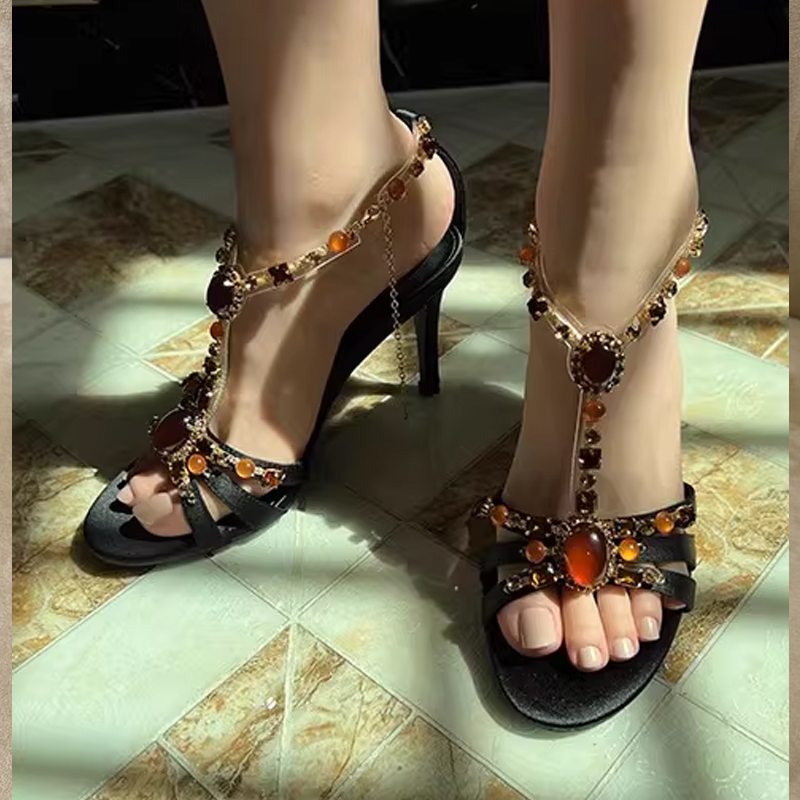 Rhinestone Open Toe Cross Stra - Ethnic Modern Fashion incelemesi ve fiyatı