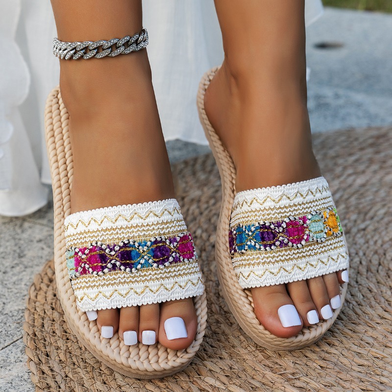 Women Slippers Outdoor Flat De - Ethnic Modern Fashion incelemesi ve fiyatı