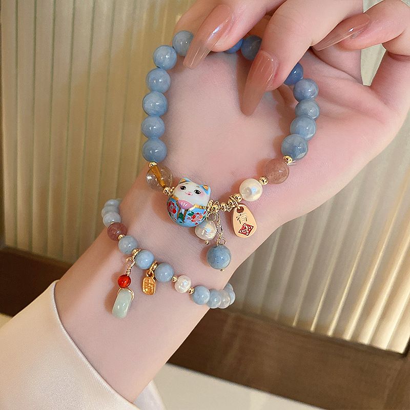 Lucky Cat Charm Blue Safety Lo - Ethnic Contemporary Fashion incelemesi ve fiyatı
