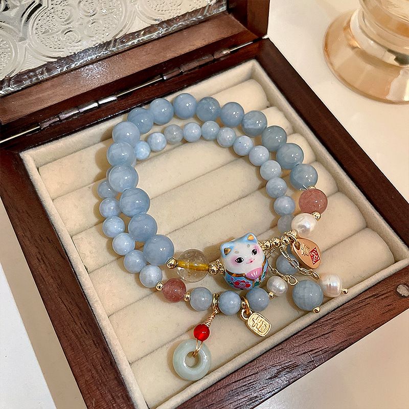 Lucky Cat Charm Blue Safety Lo - Ethnic Contemporary Fashion incelemesi ve fiyatı